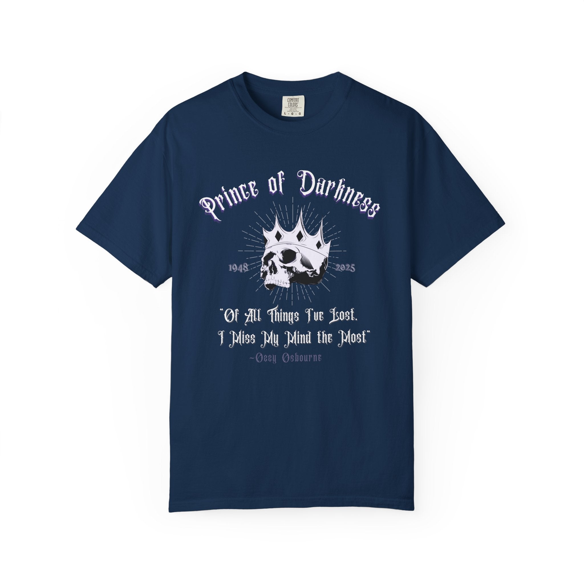 "Prince of Darkness" ode to Ozzy T-Shirt, Unisex Skulls Tee, Gothic Clothing, Dark Aesthetic Fashion, Halloween Apparel, Alternative Gift Ideas