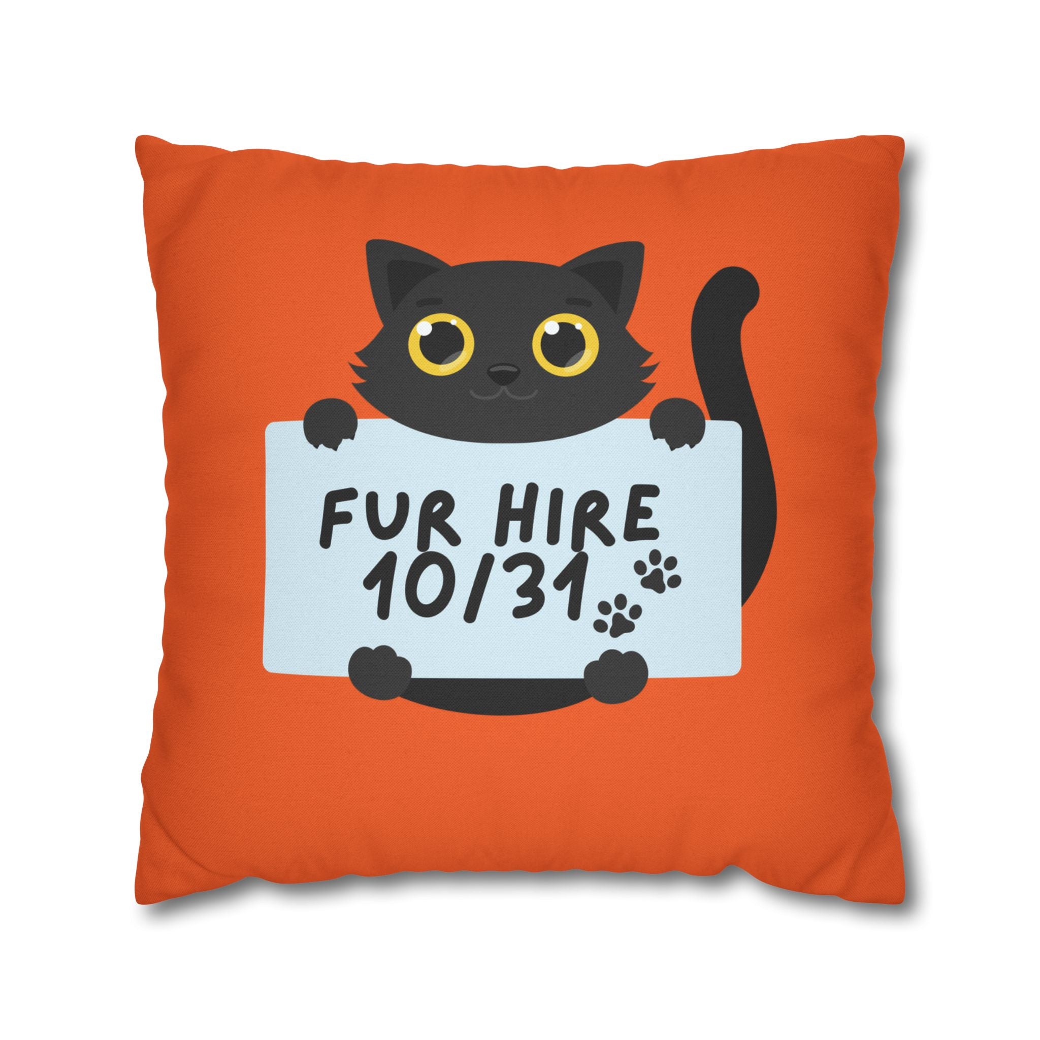 "Feral" and " Fur Hire" Cat Reversible Halloween Pillowcase, 3 sizes