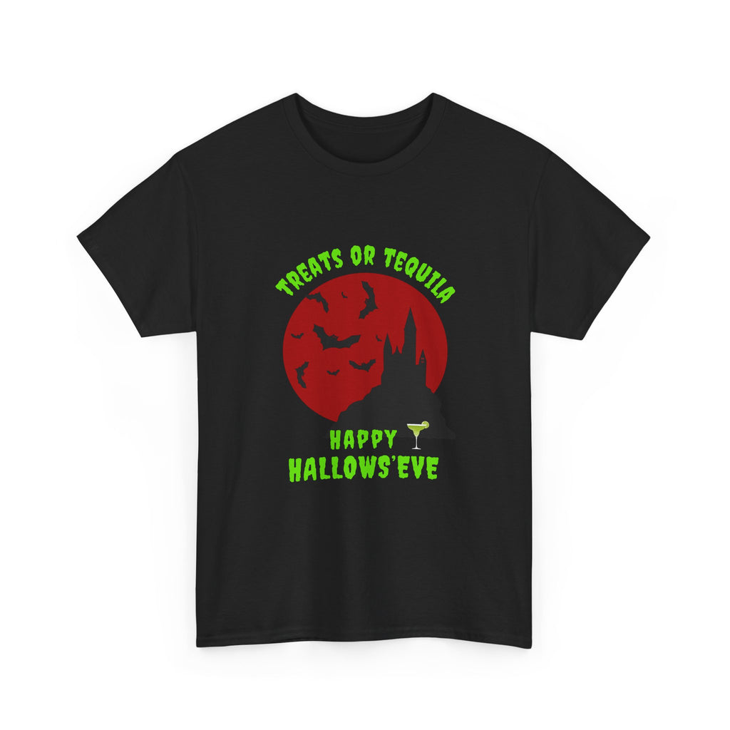 "Treats or Tequila" Halloween Unisex T'shirt,  Fun Drinks Halloween Party Wear