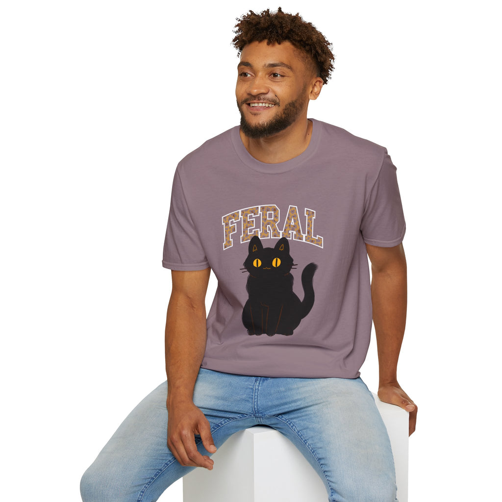 "Feral" Cat T-Shirt, Cute Cat Lover Gift, Fun Graphic Tee, Animal Lover Apparel, Cat Rescue Support