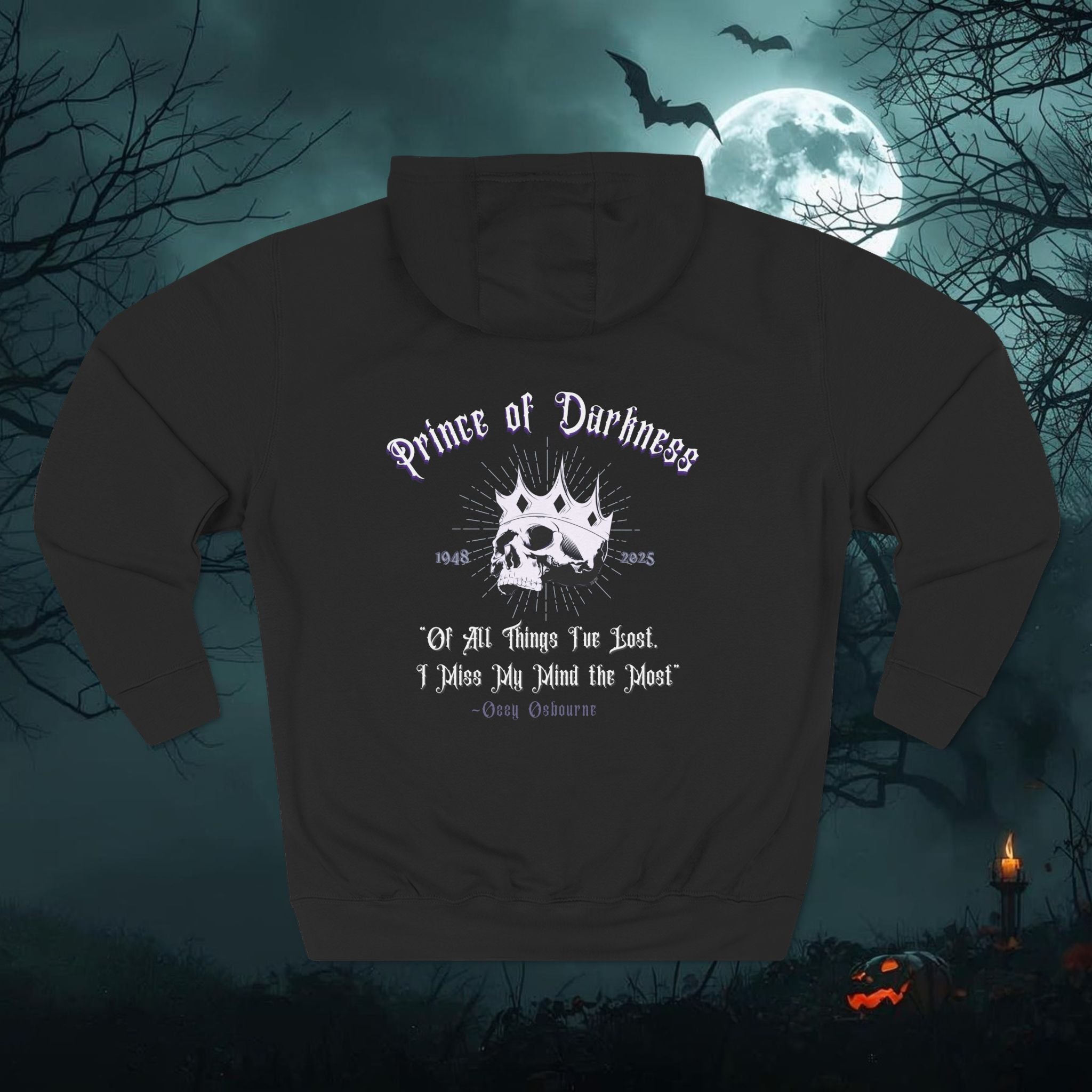 " Prince of Darkness" Ozzy Tribute Gothic Cozy Fleece Hoodie