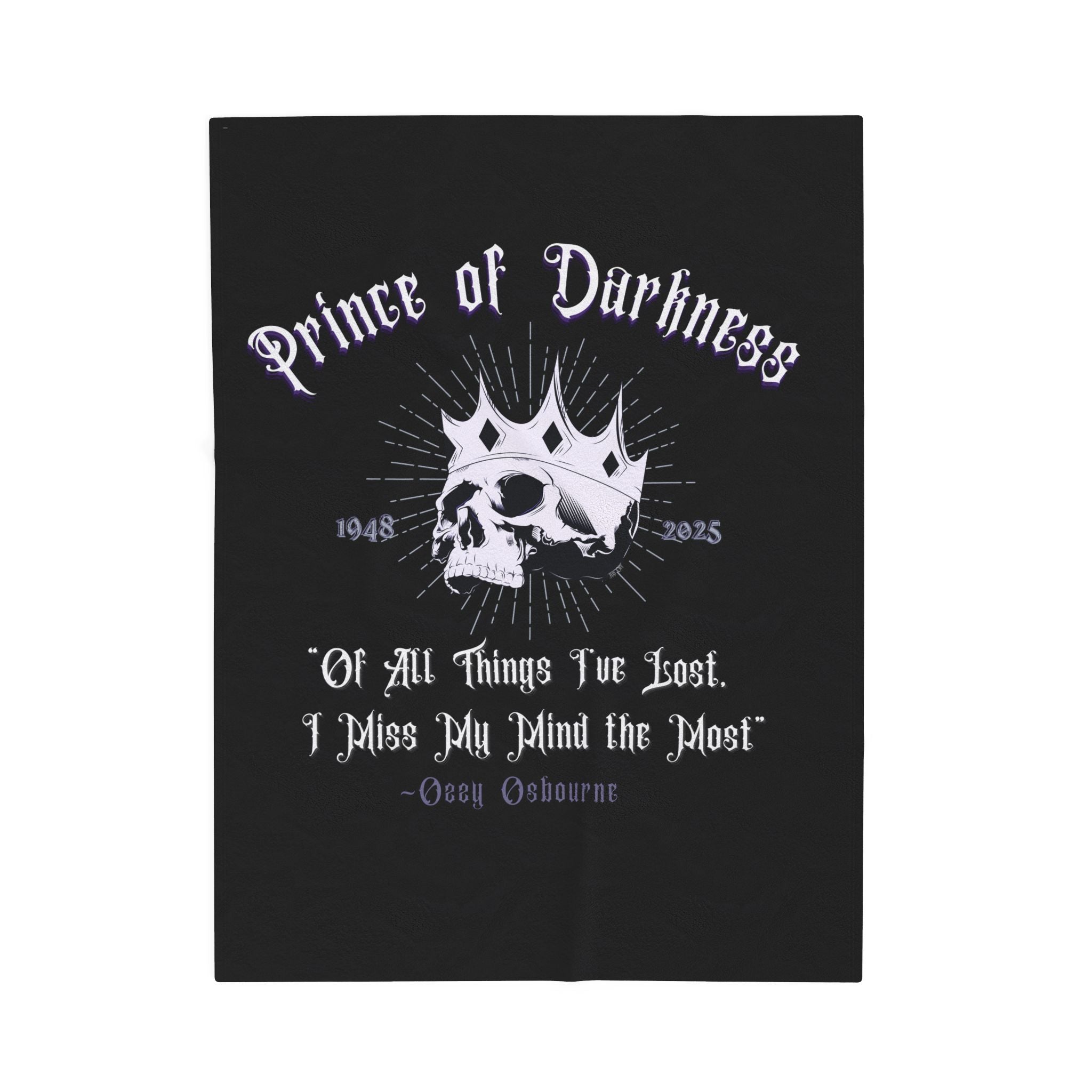 "Prince of Darkness" Velveteen Plush Blanket, Ozzy Tribute
