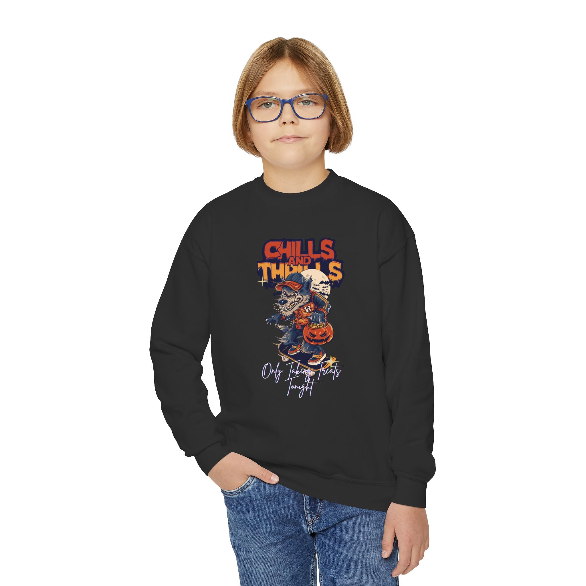 " Only Taking Treats Tonight" Unisex Youth Sweatshirt, Halloween Fun