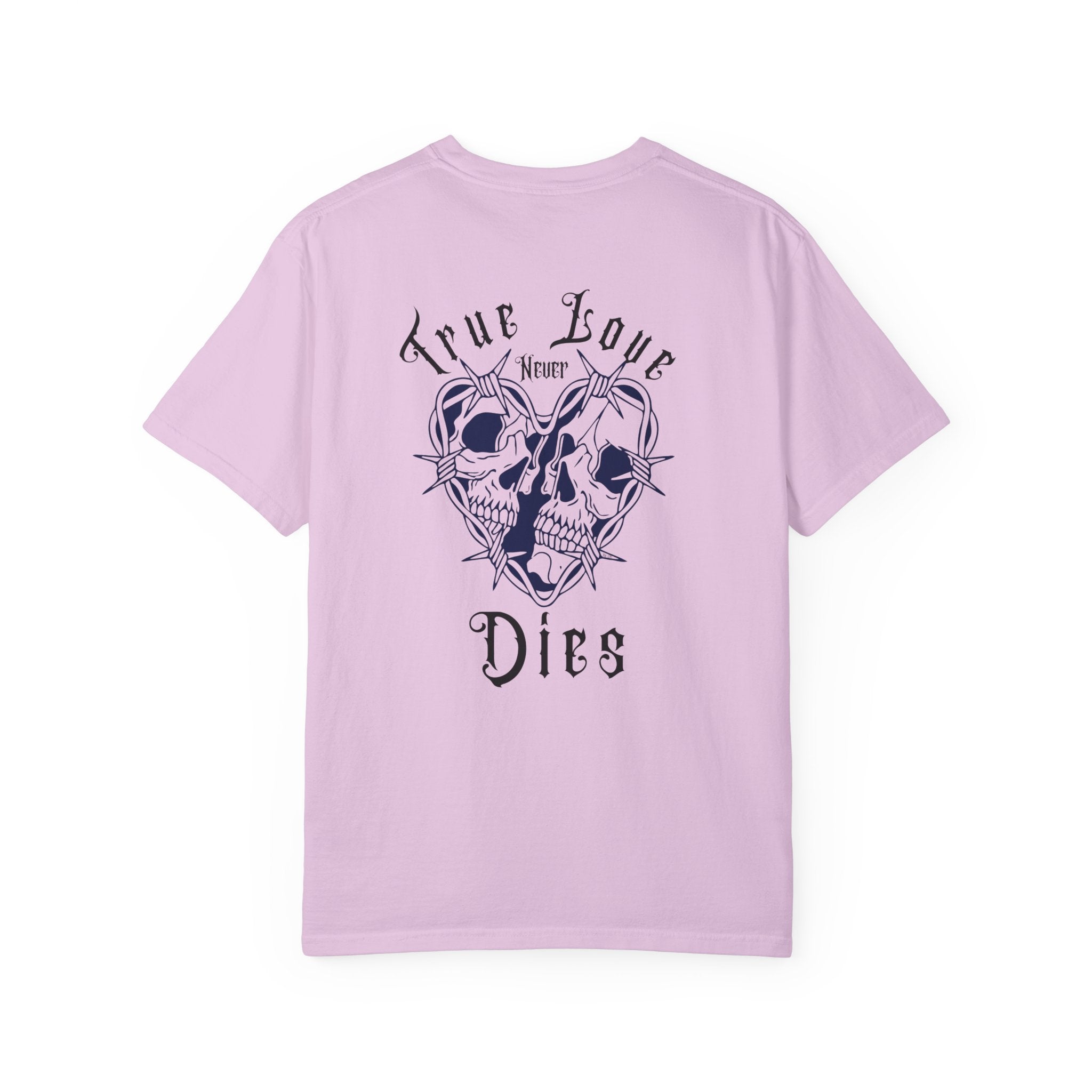 " True Love Never Dies" Halloween Personalized Skull Graphic Tee, Fun Gift for Him or Her