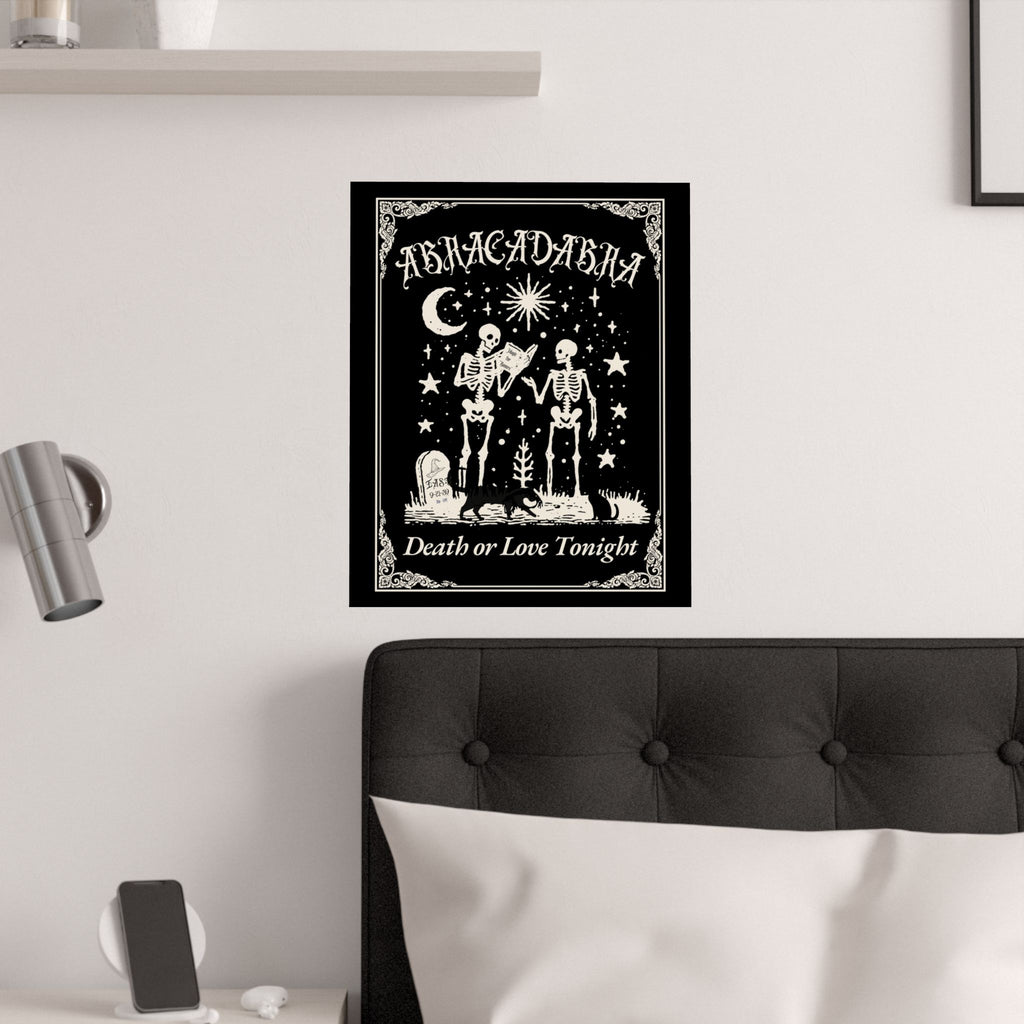 " Abracadabra" Satin Poster: Spooky Skeleton Halloween Art
