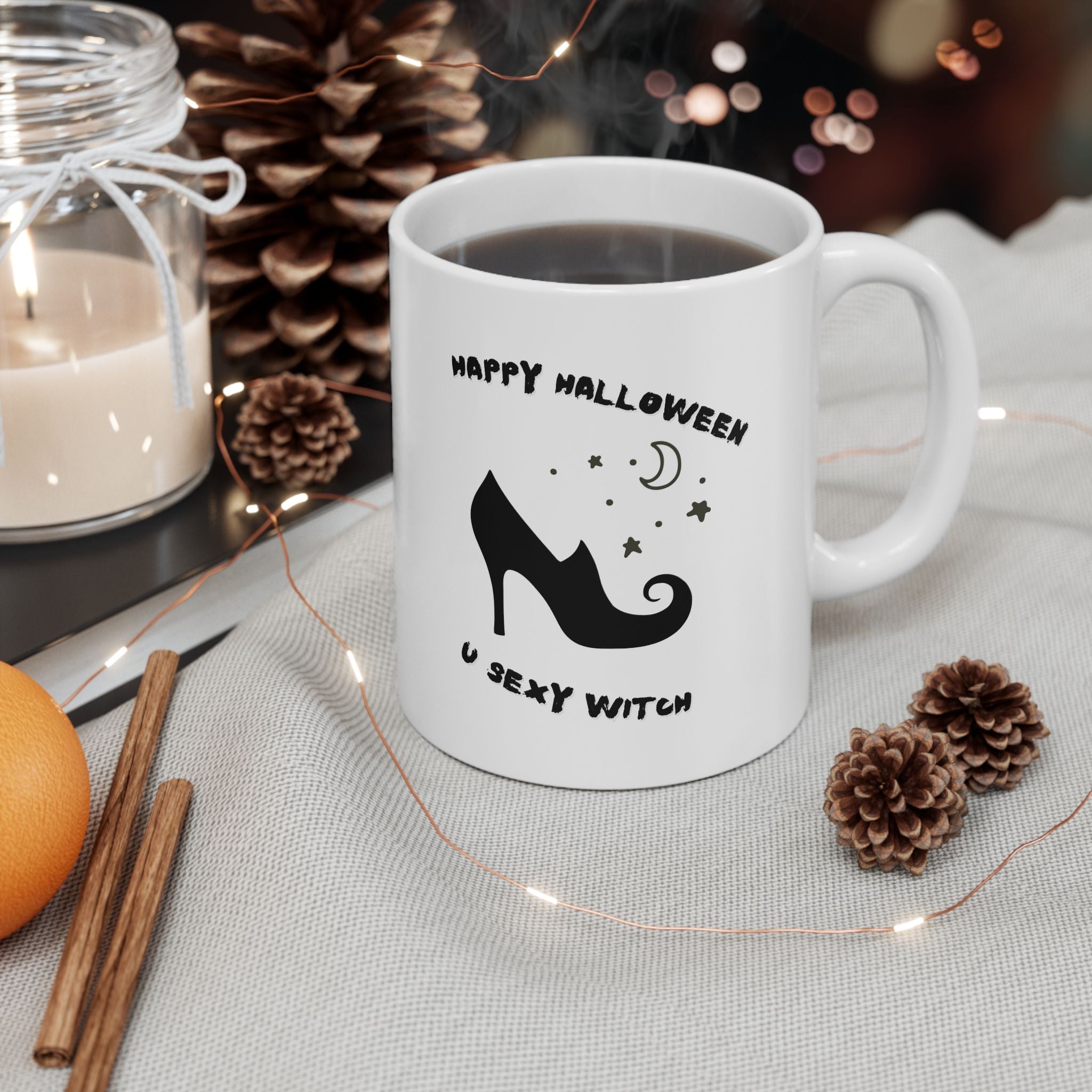" Yes I Drive Stick" White 110z/15oz, Witchy Halloween Coffee Cup, Personalized