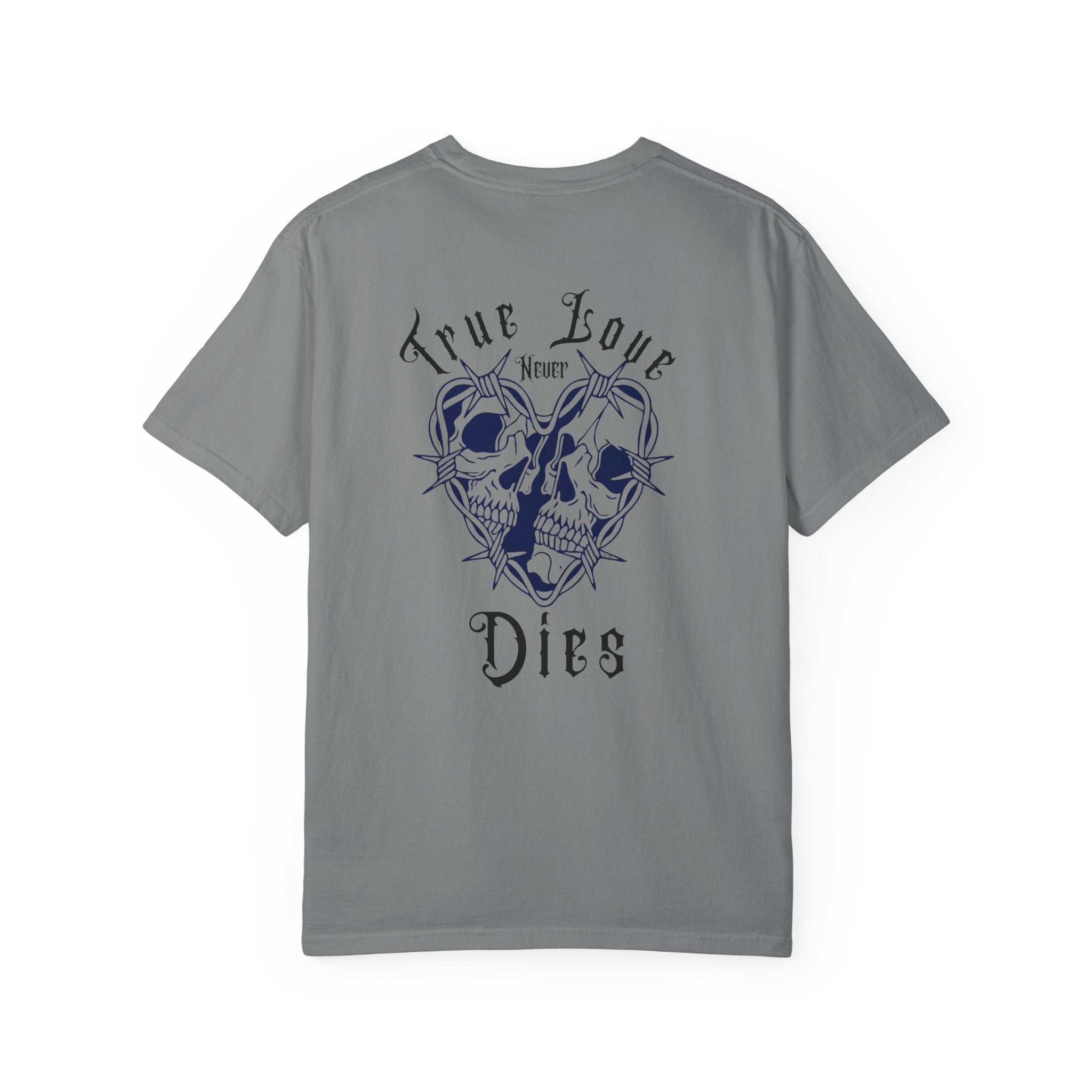 " True Love Never Dies" Halloween Personalized Skull Graphic Tee, Fun Gift for Him or Her