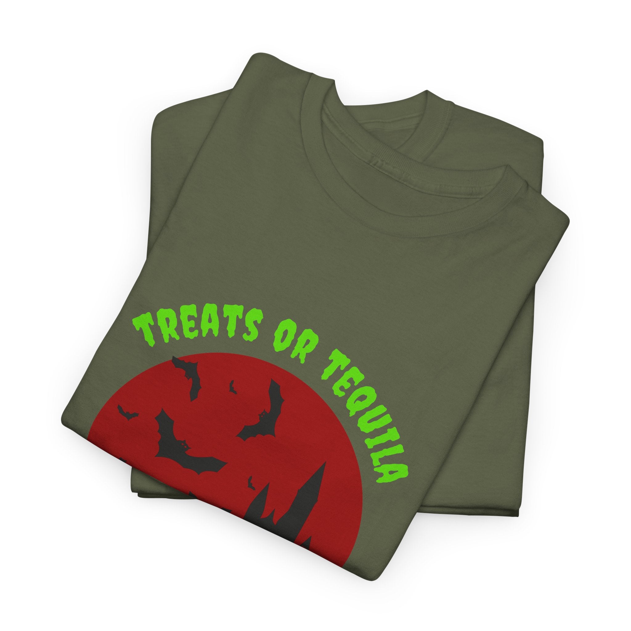 "Treats or Tequila" Halloween Unisex T'shirt,  Fun Drinks Halloween Party Wear