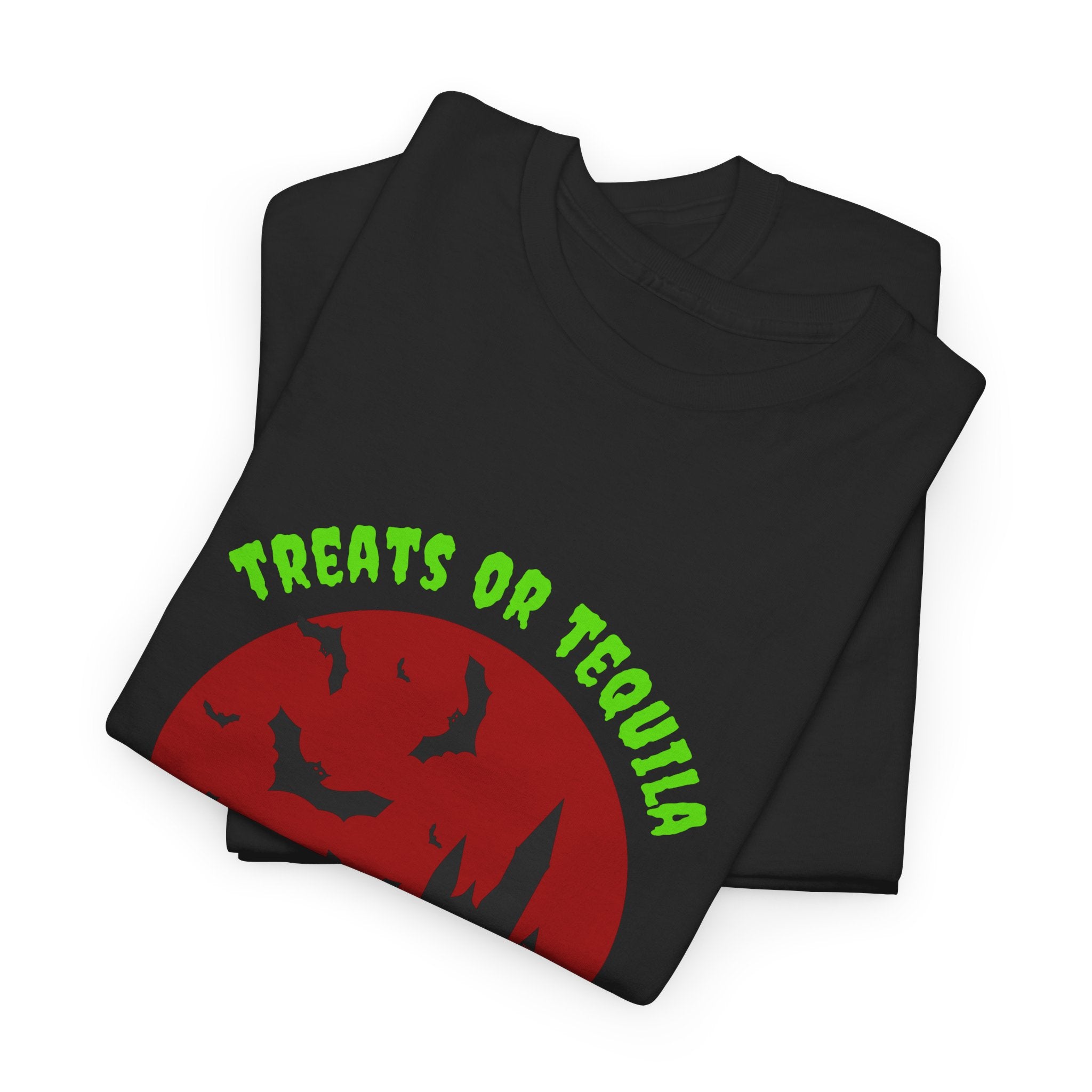 "Treats or Tequila" Halloween Unisex T'shirt,  Fun Drinks Halloween Party Wear