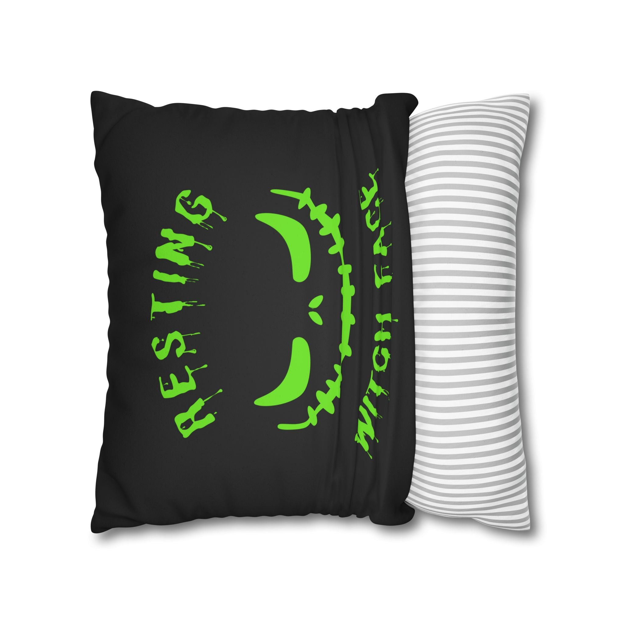 "Treats or Tequila" Halloween Fun Faux Suede Pillowcase, Home Decor