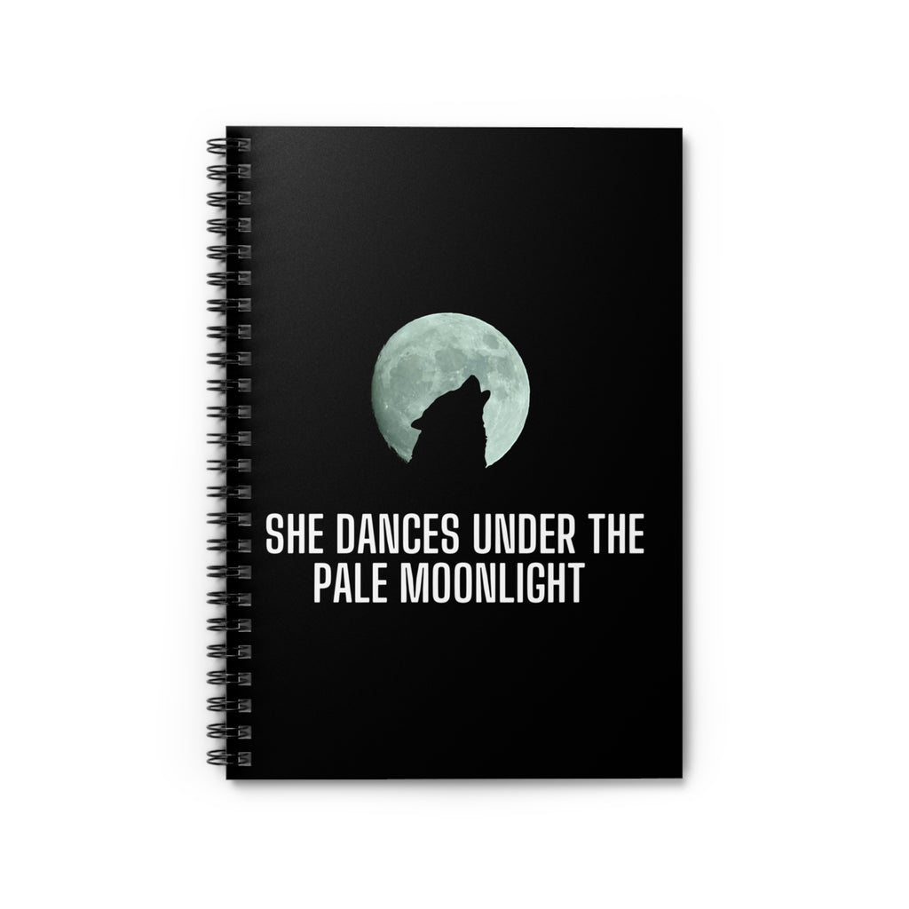 " She Wolf Dances" Moonlight Wolf Spiral Notebook