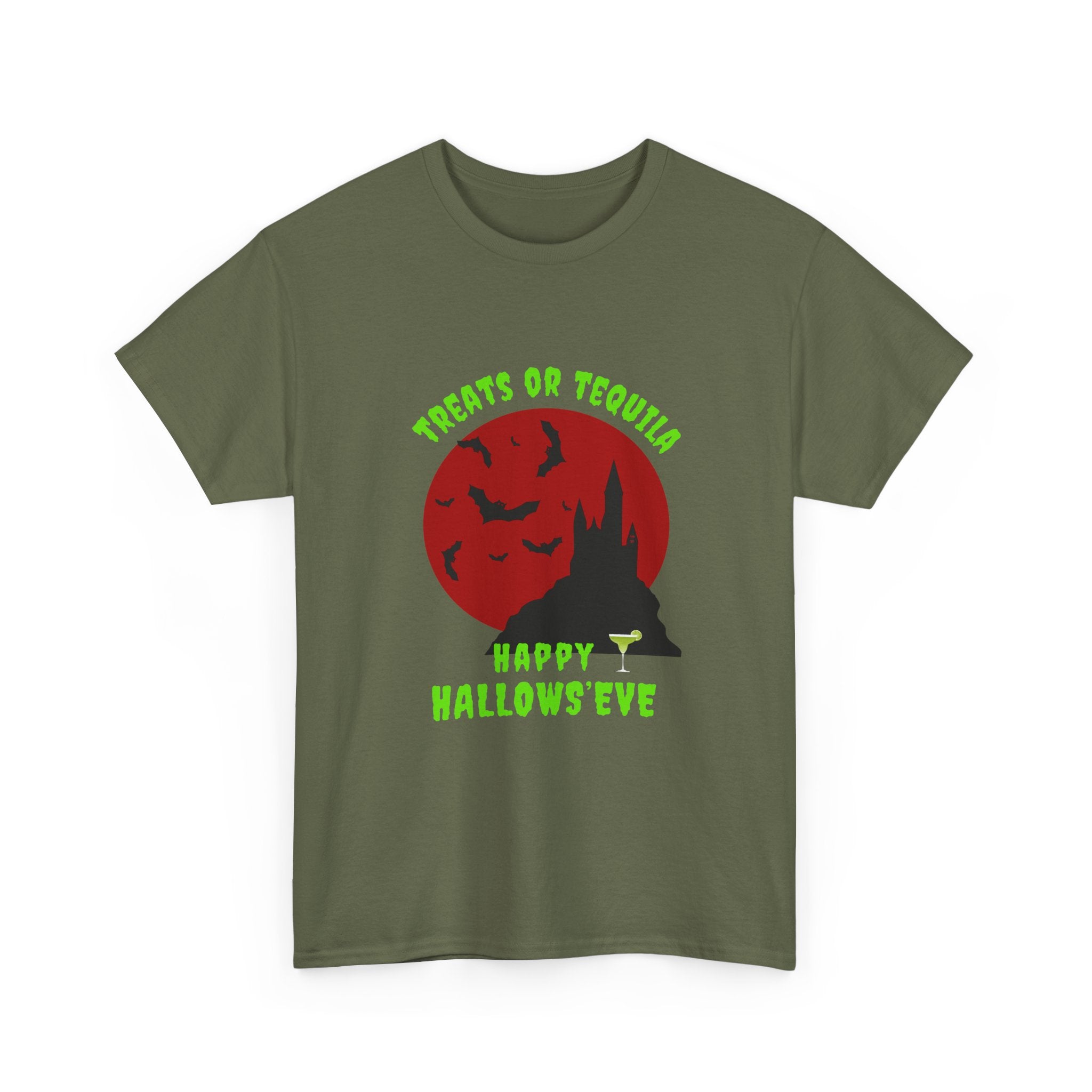 "Treats or Tequila" Halloween Unisex T'shirt,  Fun Drinks Halloween Party Wear