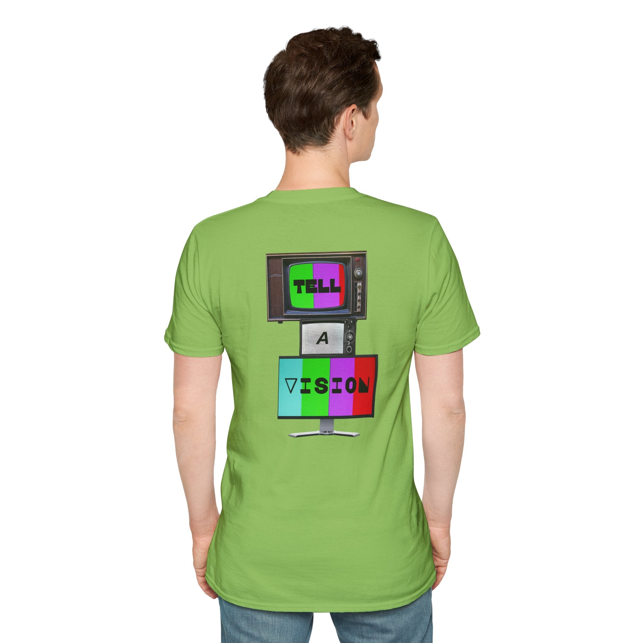 "Tell-A-Vision" Personalized Message, Unisex Softstyle T-Shirt, Gildan, 5 colors