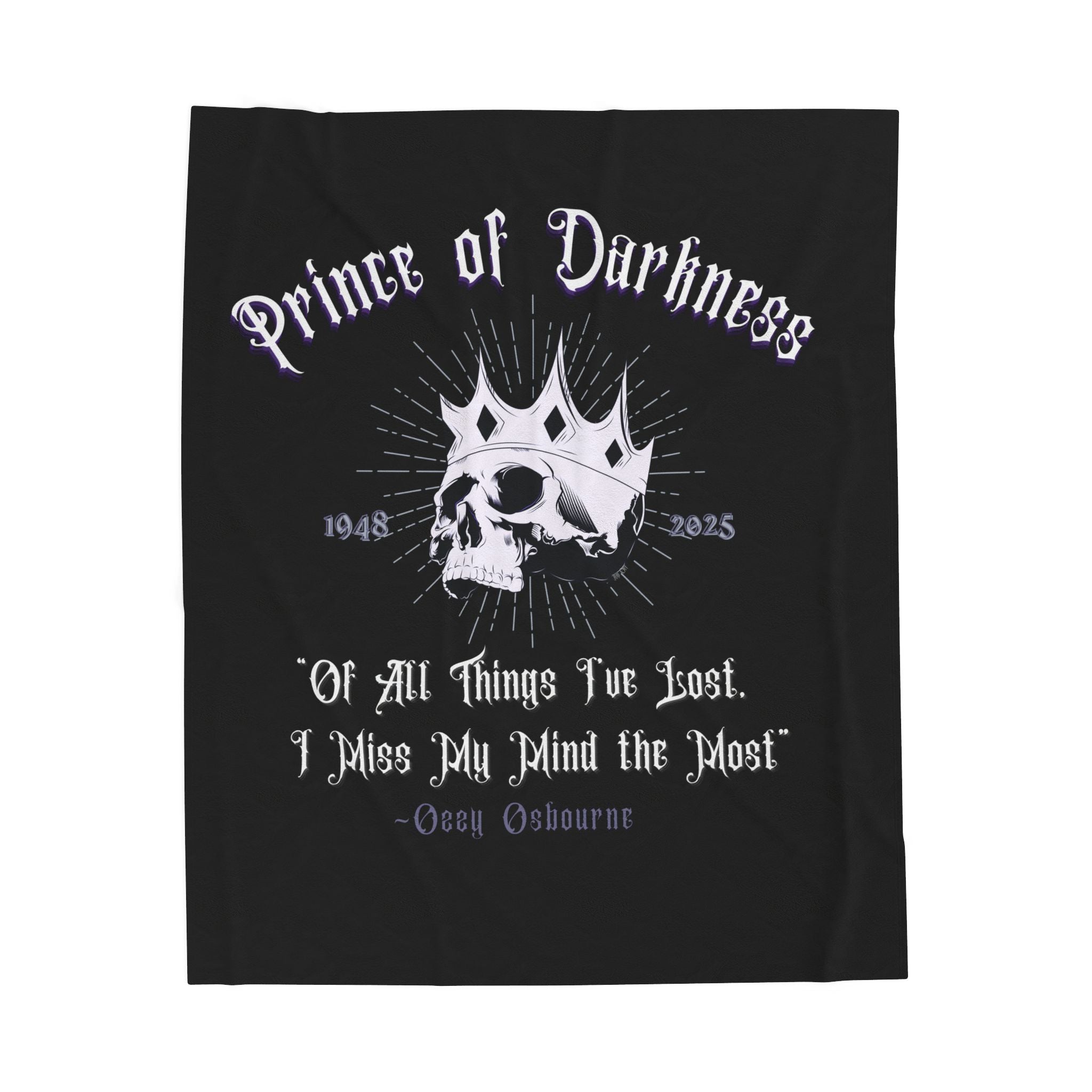 "Prince of Darkness" Velveteen Plush Blanket, Ozzy Tribute