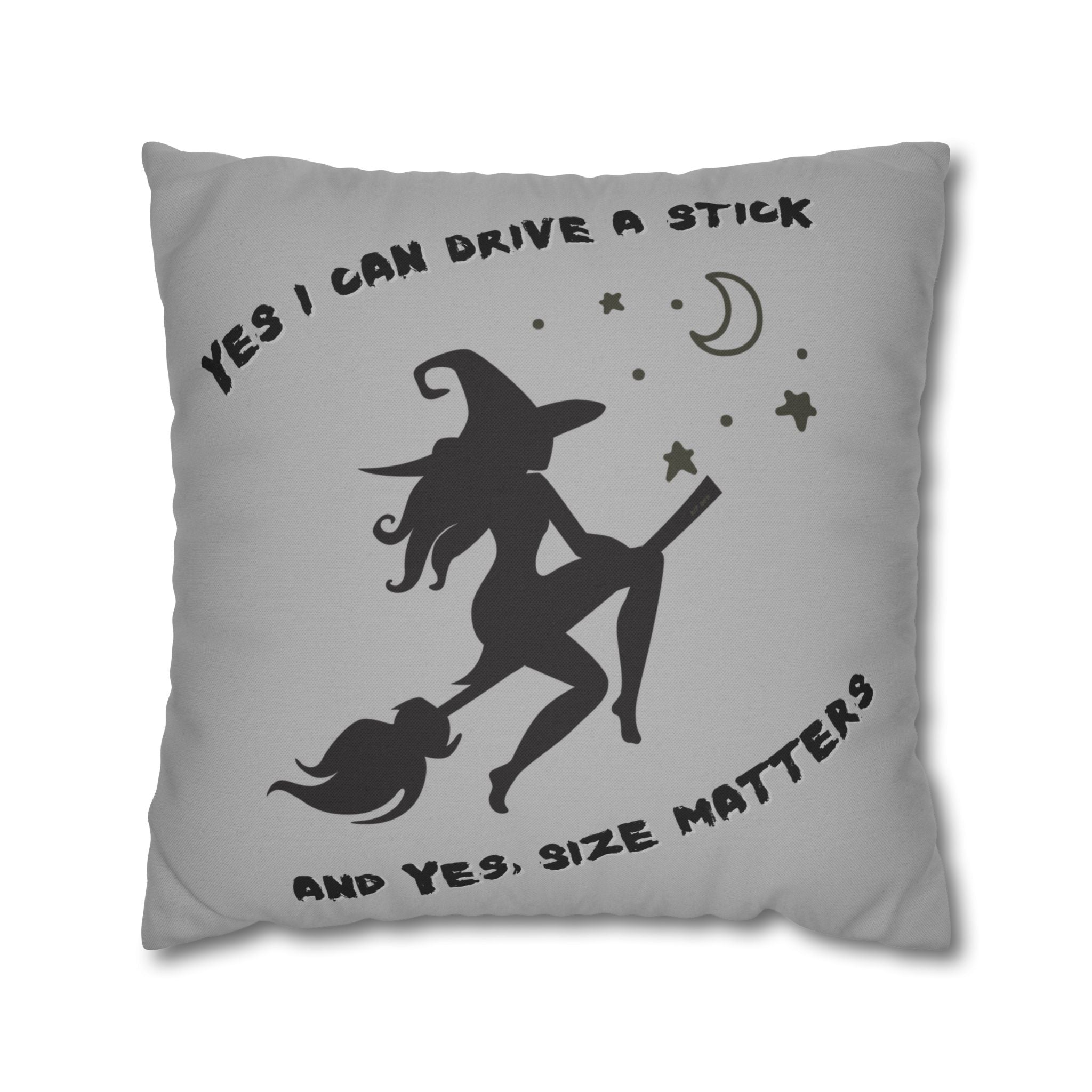 "Yes I drive stick" + "High Heel Witch" - Reversible Halloween Pillow cover, 3 sizes