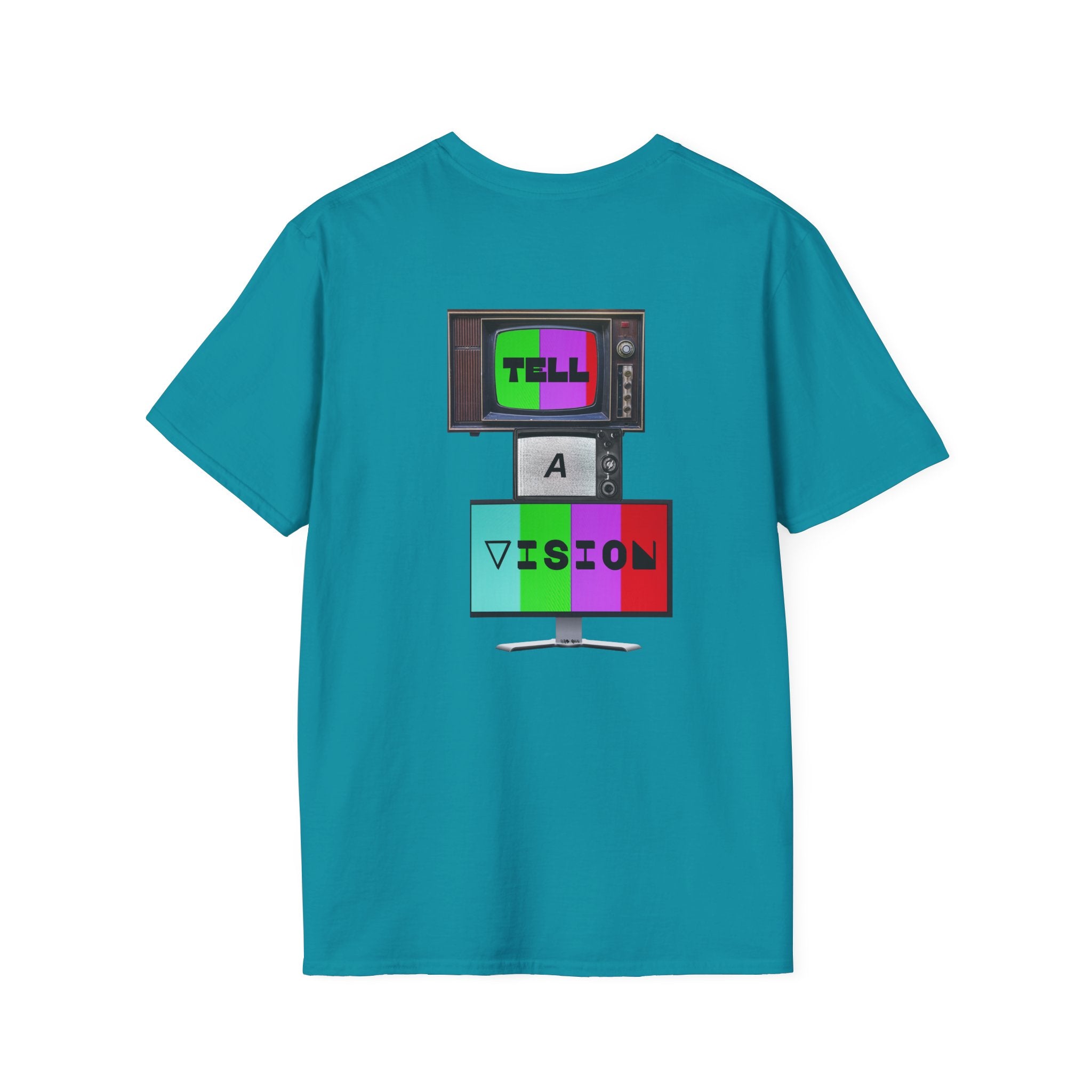 "Tell-A-Vision" Personalized Message, Unisex Softstyle T-Shirt, Gildan, 5 colors