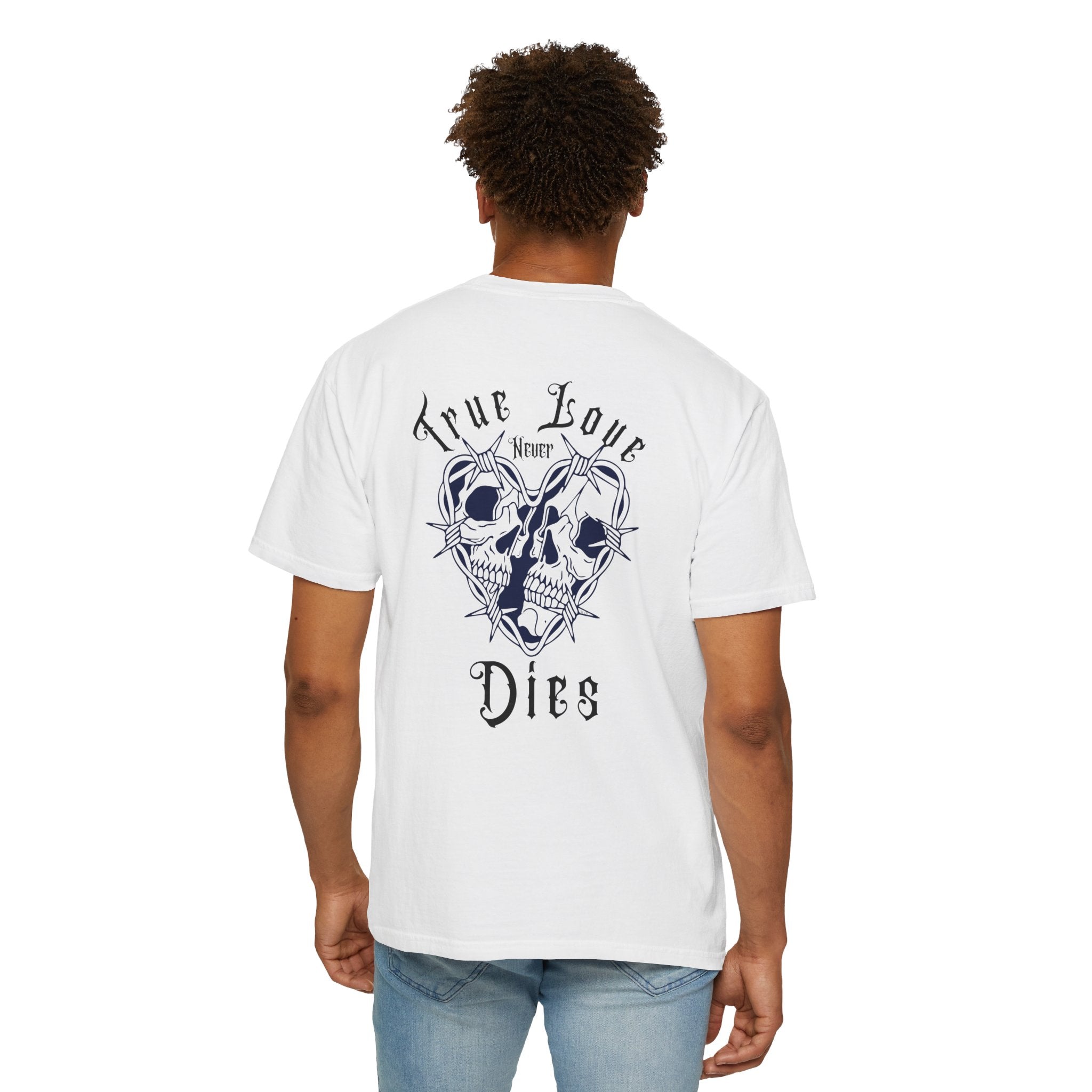 " True Love Never Dies" Halloween Personalized Skull Graphic Tee, Fun Gift for Him or Her