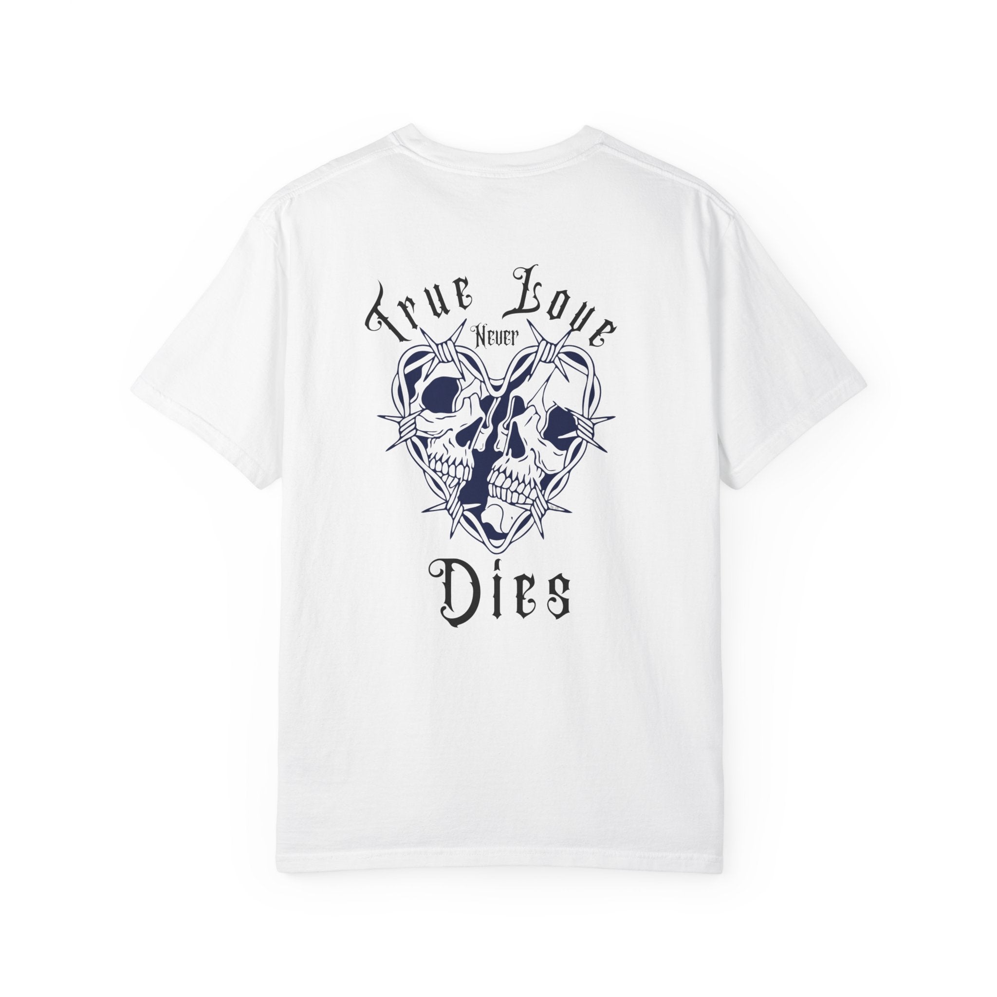 " True Love Never Dies" Halloween Personalized Skull Graphic Tee, Fun Gift for Him or Her